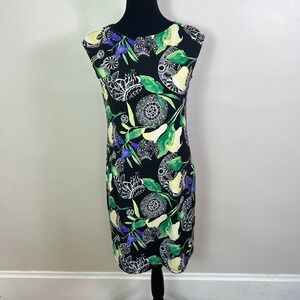 Chicos Womens Dress Chicos Size 0(S/4) Black Floral Print Sleeveless Sheath